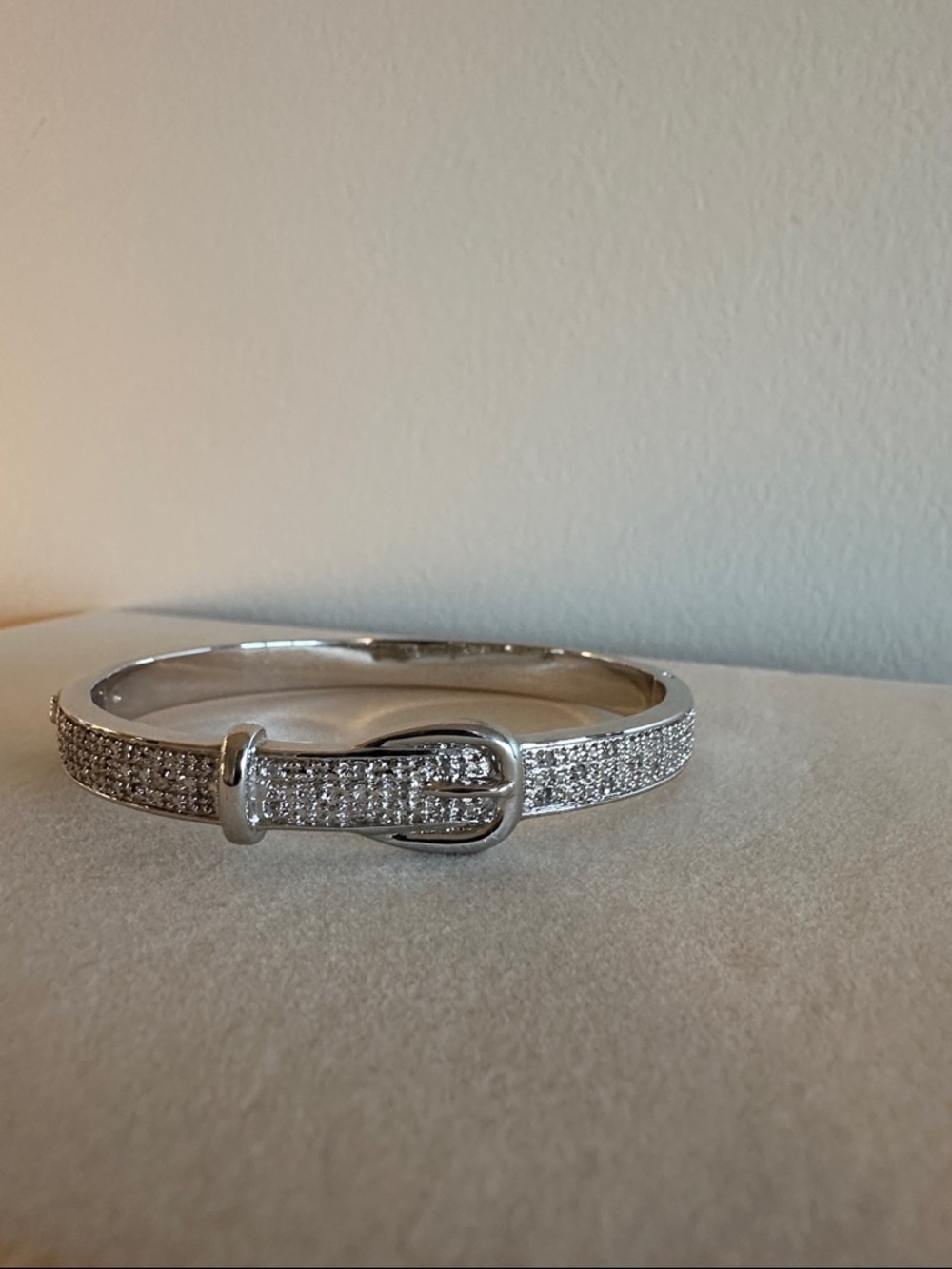 Silver-Tone Buckle Bangle Bracelet
